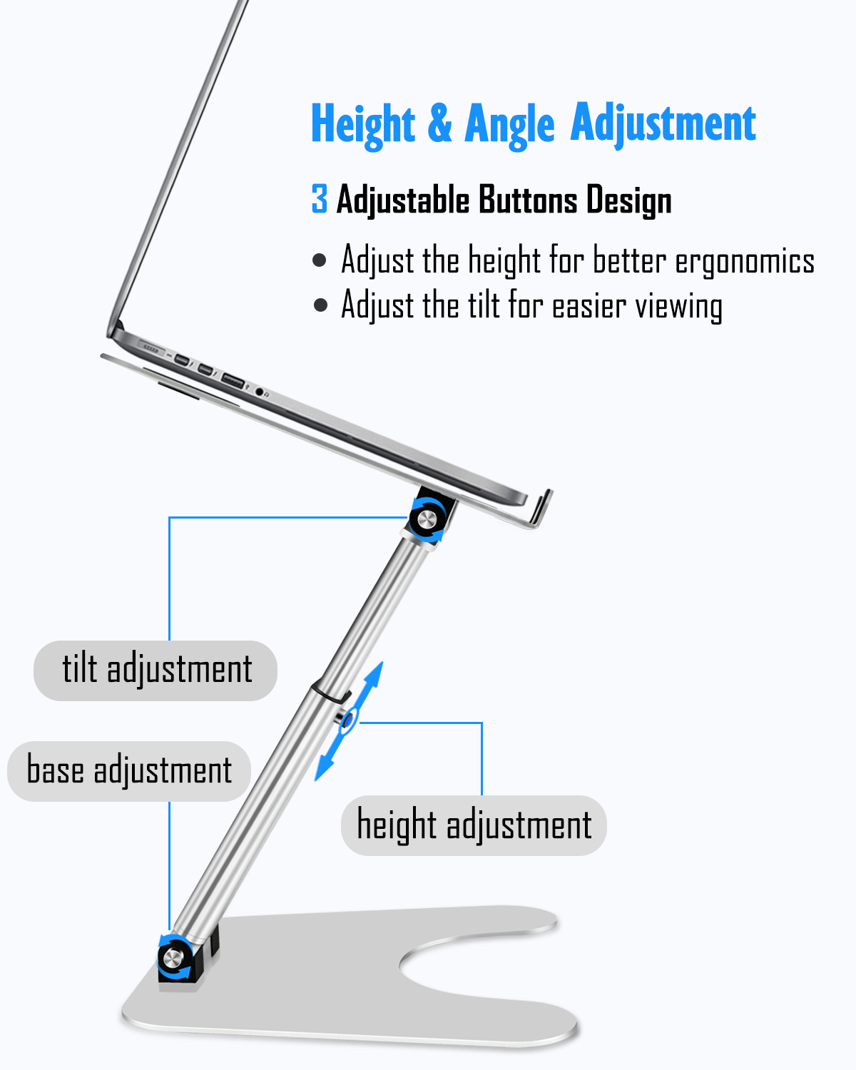 ROTTAY Laptop Stand Ergonomic Height Angle Adjustable Computer Stand Laptop Riser Dell Compatible with MacBook Lenovo Silver Acer and More Laptops up to 17 Inches HP ROTTAY Laptop Stand Ergonomic Height Angle Adjustable Computer Stand Laptop Riser Dell Compatible with MacBook Lenovo Silver Acer and More Laptops up to 17 Inches HP